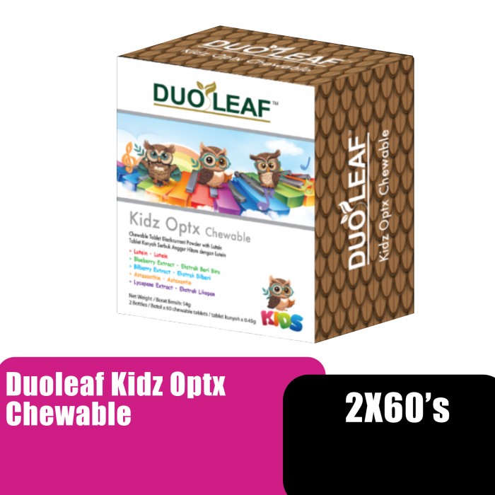 Duoleaf Kids Optx Chewable Tablet 2 X 60'S with Lutein for Healthy Vision, Eye & Eye Care