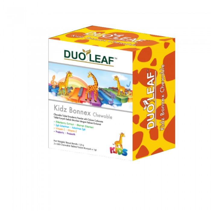 Duoleaf Kids Bonnex Chewable Tablet 2 X 60's with Calcium, Vitamin D3 K2 for Bone Development