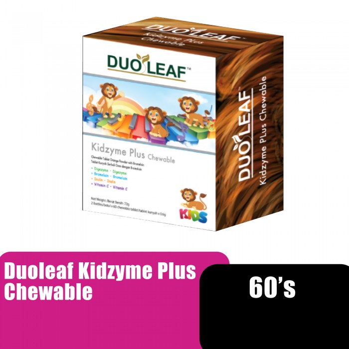 Duoleaf Kidzyme Plus Chewable Tablet 60's with Vitamin C & Digestive Enzyme for Kids