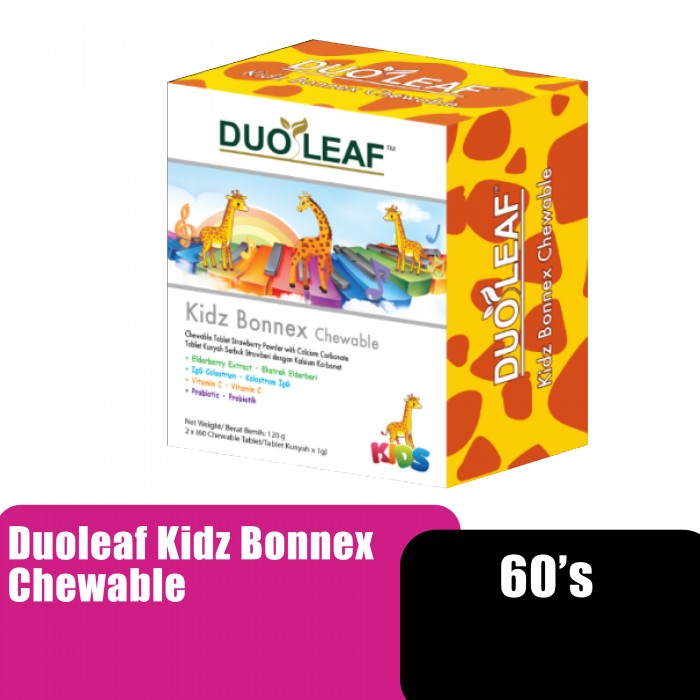 Duoleaf Kids Bonnex Chewable Tablet 60's with Calcium, Vitamin D3 K2 for Bone Development