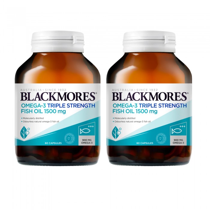 Blackmores Omega-3 Triple Strength Fish Oil 60's x 2 鱼油 Suitable for brain, heart & eye health