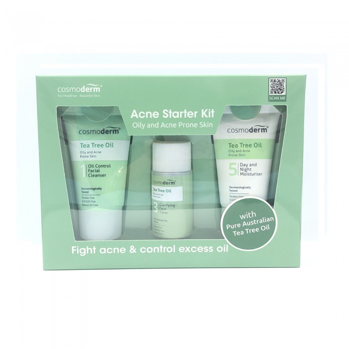 Cosmoderm Tea Tree Oil Acne Starter Kit -Travel Set Acne, Blackhead Remover ,Whitehead Remover