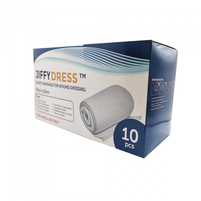 Jiffy Dress Elastic Bandage / Plaster For Wound Dressing (Pembalut Luka) - Medical Supplies (55cm X 10cm 10's)