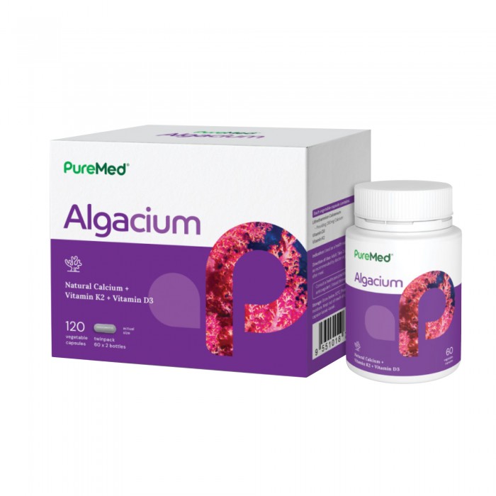 Puremed Algacium with calcium,Vitamin D3 K2 60's x2 - support bone/ muscle /teeth health 骨骼保健品