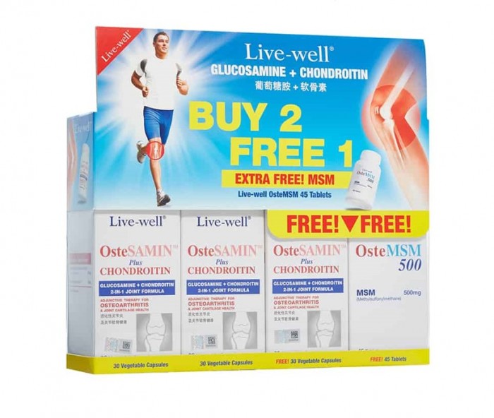 LIVE-WELL OSTESAMIN PLUS CHONDROITIN 100'S X 3 + OSTEMSM 150'S