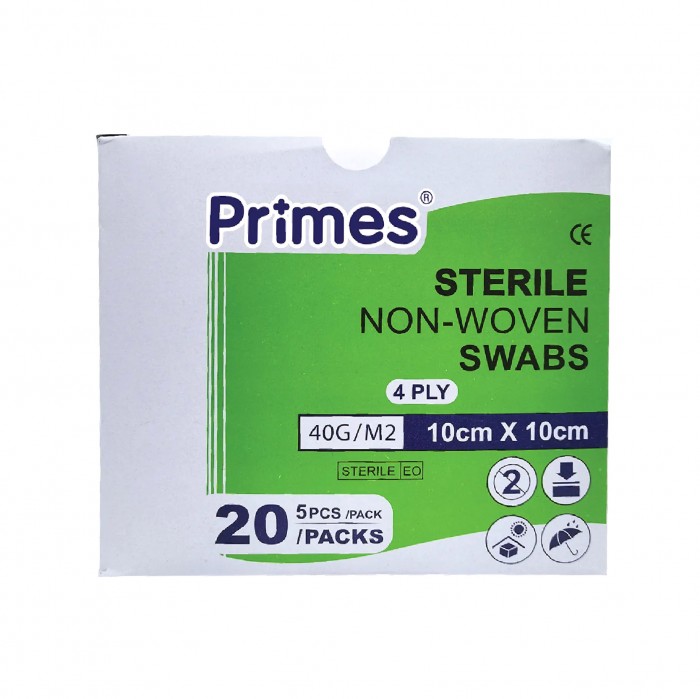 PRIMES Non-Woven Gauze Swab 40G/M2 10cm x 10cm 100's (Unigloves)