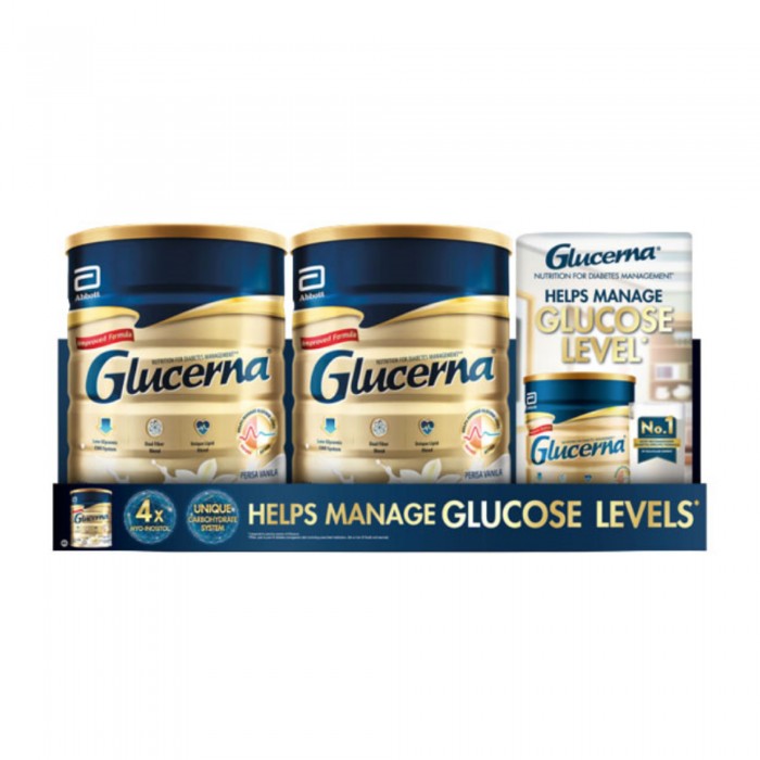 Glucerna Vanilla Milk, Diabetic Milk as Meal Replacement and in Tube Feeding Formula - 800g x 2 [FOC 6 Sachets]