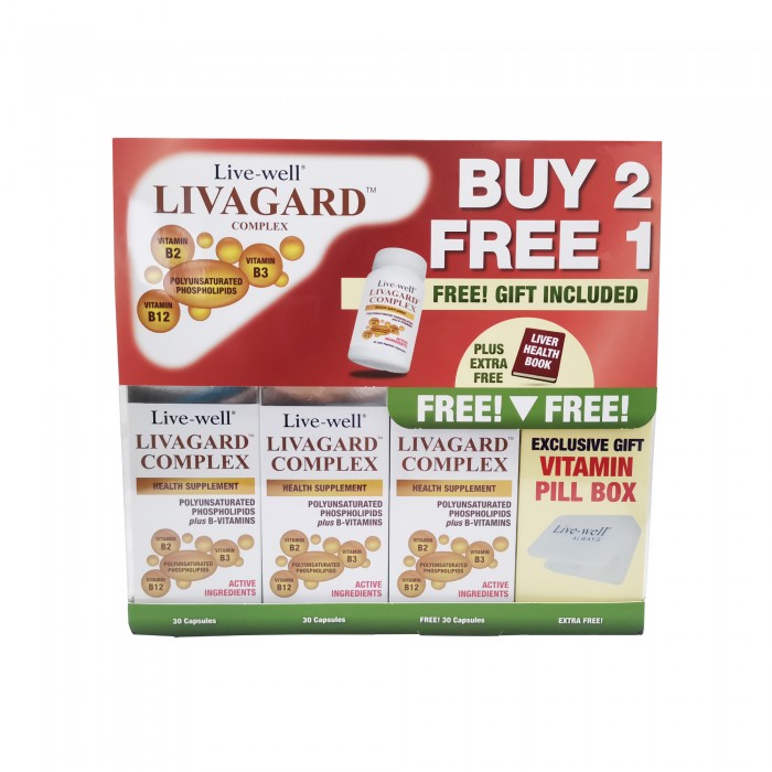 Live-Well Livagard Complex Liver Supplement, Liver Detox, Metabolism, Lipoic Acid, 护肝 补肝 - Promo Pack 3 x 30's