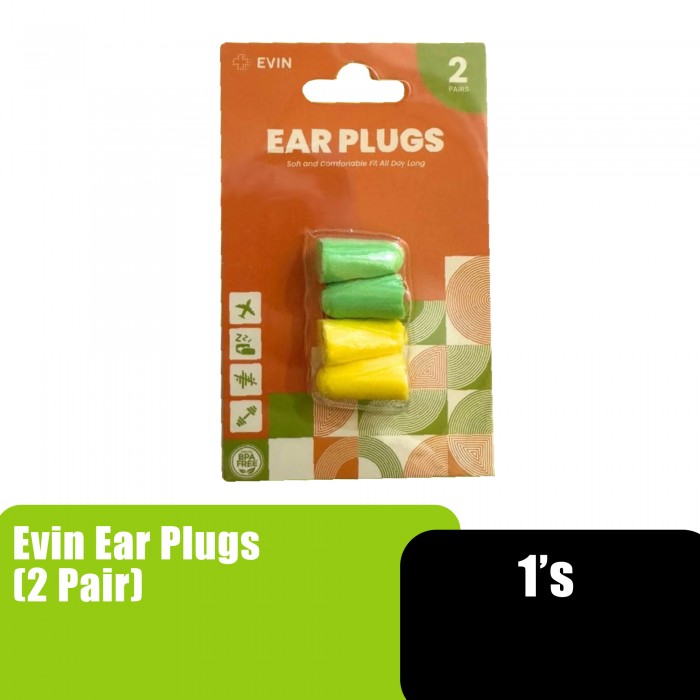 Evin Sleep Well, Sleep Aid, Focus Earpiece, Noise Cancelling Earbuds, Noise Reduction Ear Plug, Penutup Telinga - 2 pair