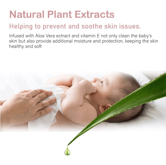 ESENTIAL Non Alcohol Baby Wipes 80's x 24 With Natural Aloe Vera / Tisu Basah for Sensitive Skin 宝宝 濕紙巾