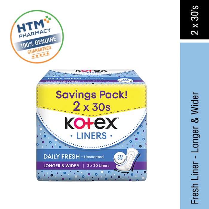 KOTEX FRESH LINER 30'S x 2 - LONGER & WIDER