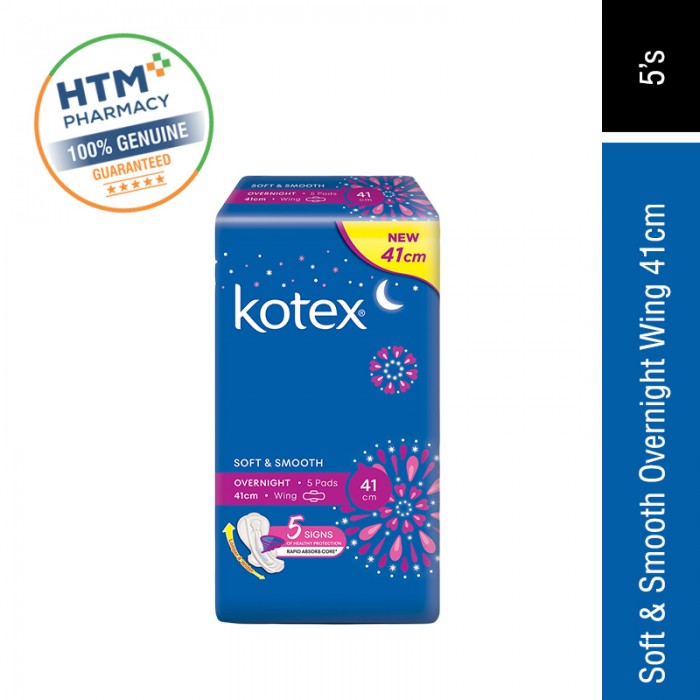 Kotex Soft & Smooth Overnight Wing 41CM 5's