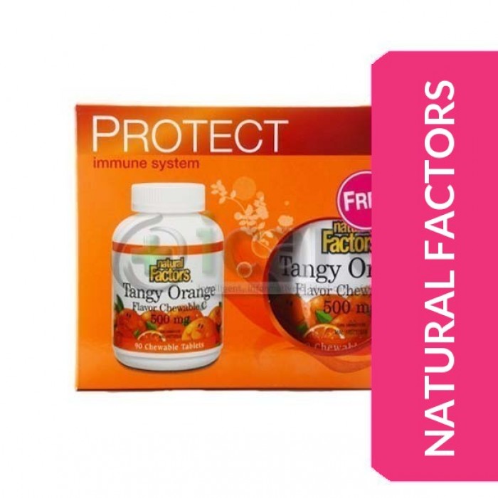 [VITAMIN C] Natural Factors Chewable C 500mg Tangy Orange 2 x 90'S