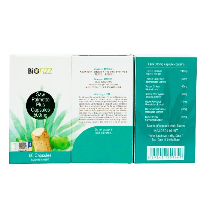 BIOFIZZ Saw Palmetto Plus Capsule 500mg 60'S X 3