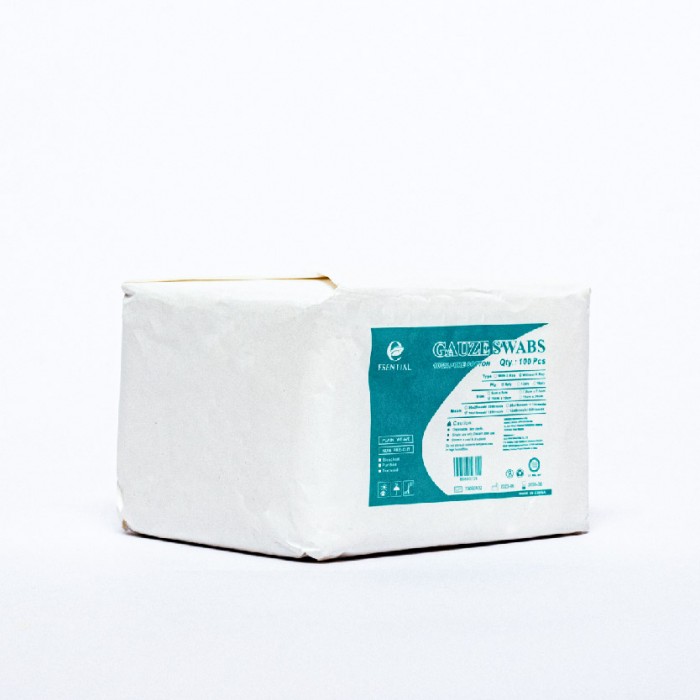 ESENTIAL Disposable Pure Cotton Gauze Swabs 100's 10cm x10cm -Plaster Gauze for wound dressing /非无菌纱布