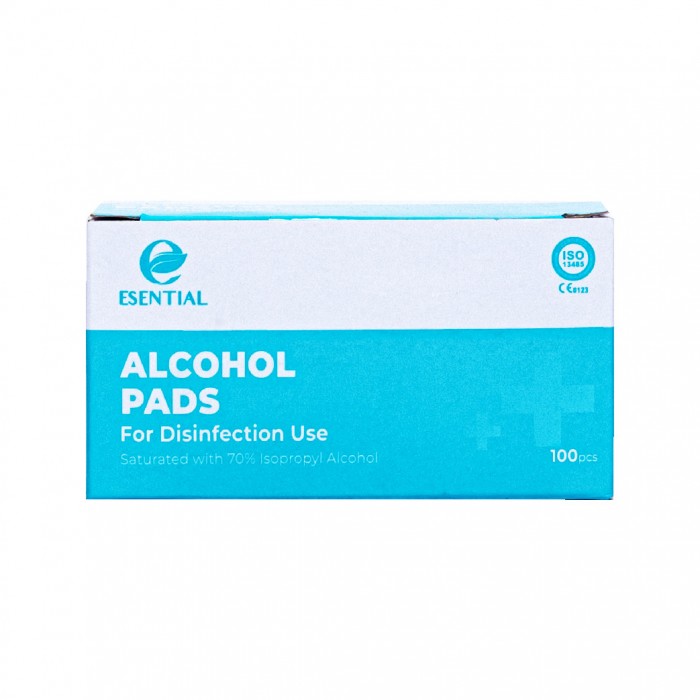 ESENTIAL Disposable Alcohol Pad/ Alcohol Swab 100's With isopropyl alcohol 70% 一次性酒精棉片