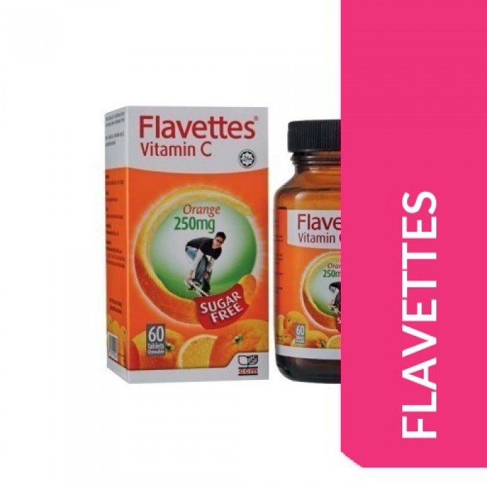 FLAVETTES VITAMIN C 250MG 60'S - ORANGE (SUGAR FREE)