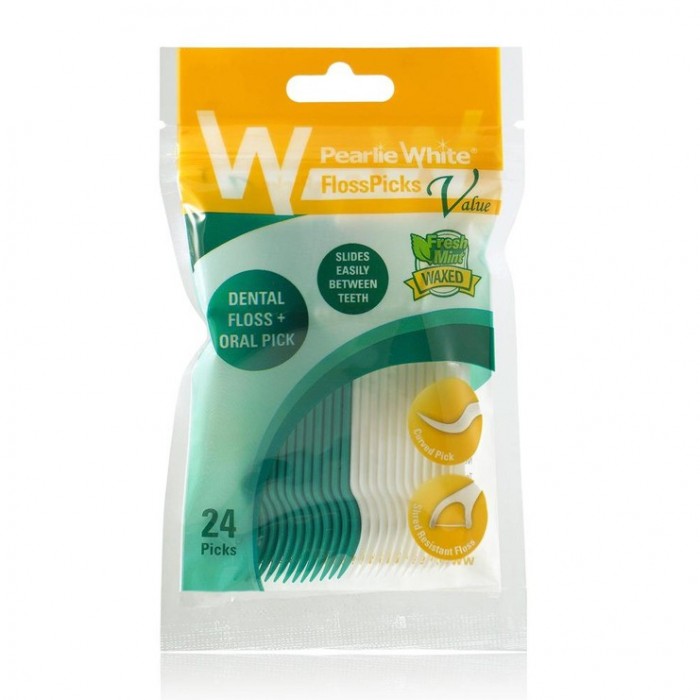 Pearlie White Flosspicks - Dental Floss + Oral Pick 24'S