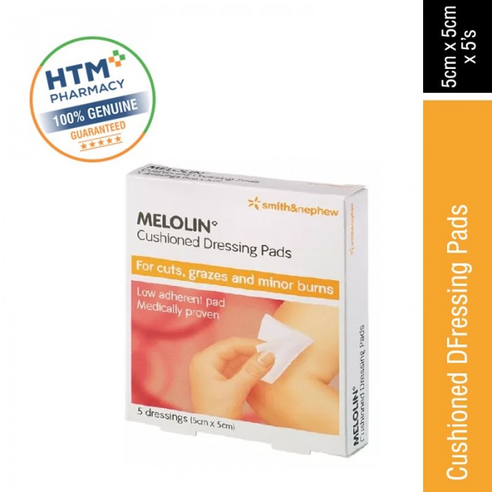 Smith & Nephew Melolin Cushioned Dressing Pads 5CM x 5CM 5'S