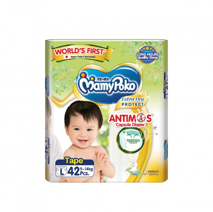 Mamypoko Extra Dry Protect Anti mosquito Pampers baby with lemongrass extract L42