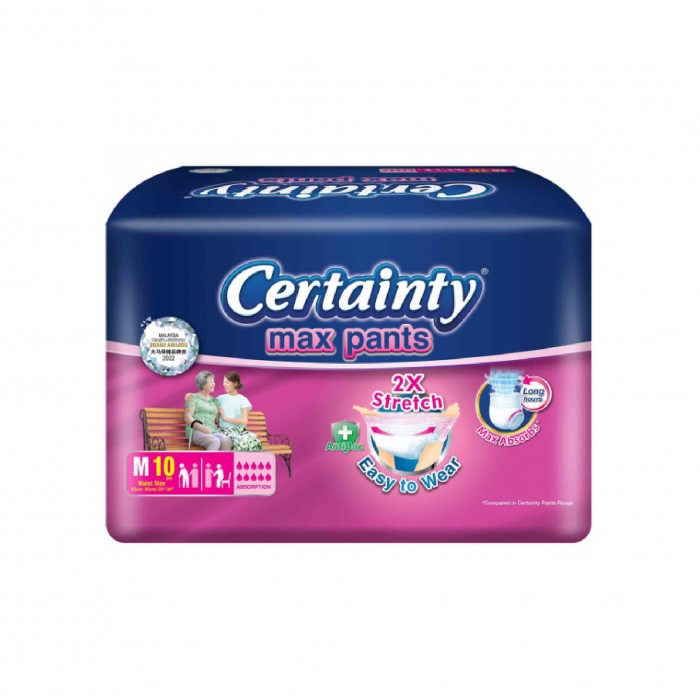 CERTAINTY Maxpants Adult Diapers 10's Size - M, Adult Diapers Pants / Pampers Dewasa / 成人 尿裤