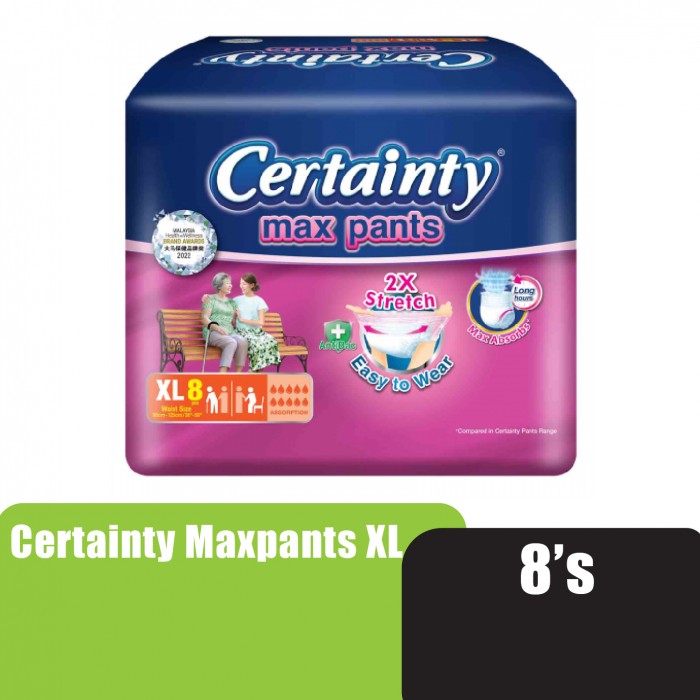 CERTAINTY Maxpants Adult Diapers 8's Size - XL, Adult Diapers Pants  Pampers Dewasa  成人 尿裤