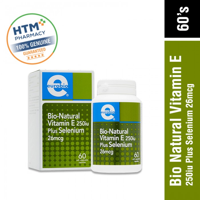 Eurobio Bio-Natural Vit E 250iu Plus Selenium 26mcg 60's