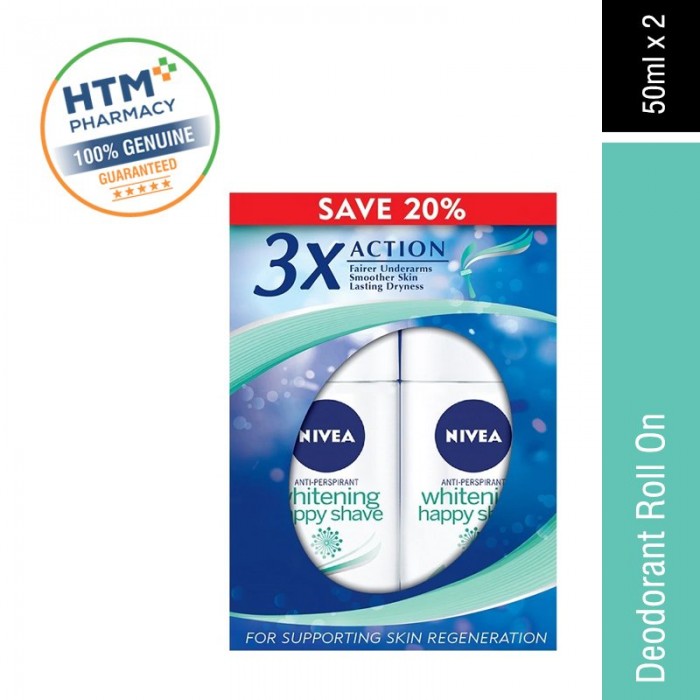 Nivea Deodorant Roll On 50ml x 2 - Whitening Happy Shave (83781)