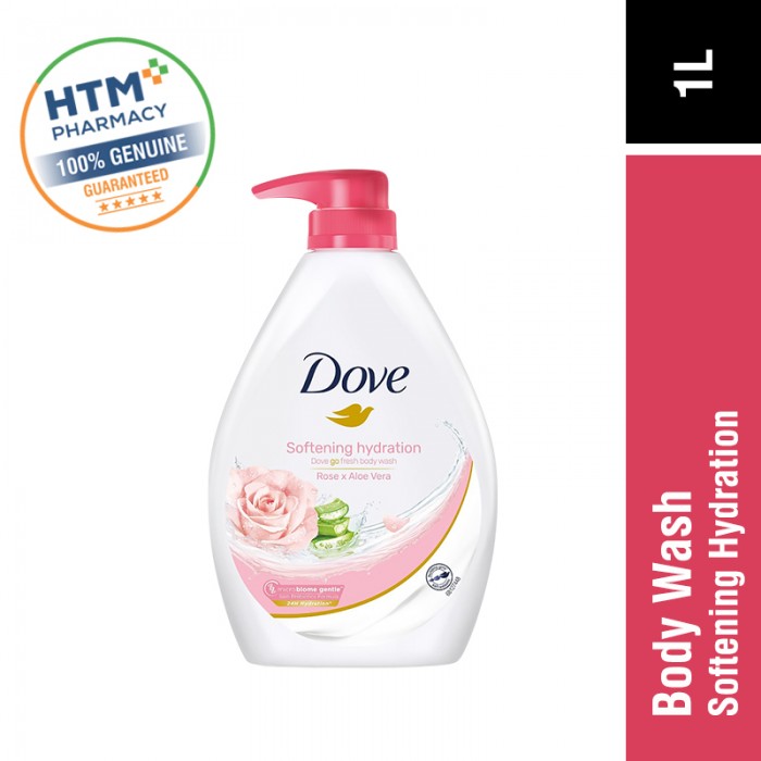 Dove Bodywash 1L - Softening Hydration Rose & Aloe Vera