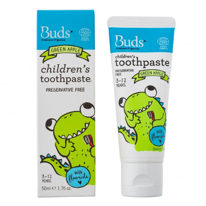 Buds Children's /Kids Green Apple Flavour Toothpaste with Fluoride 50ml - 儿童牙膏 Suitable for 3-12 years old