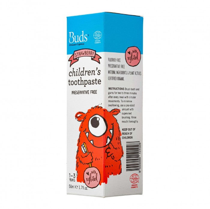 Buds Children's/ Kids Strawberry Flavour Toothpaste with Fluoride 50ml - 儿童牙膏 Suitable for 3-12 years old