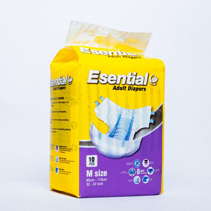 ESENTIAL Adult Diapers 10's M size - Antibacterial Pampers Dewasa / 成人 紙尿片