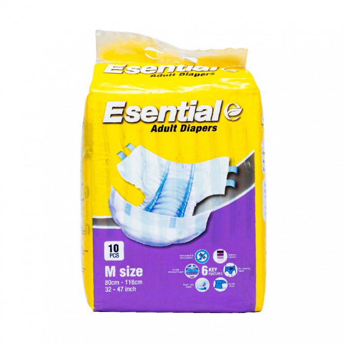 ESENTIAL Adult Diapers 10's M size - Antibacterial Pampers Dewasa / 成人 紙尿片