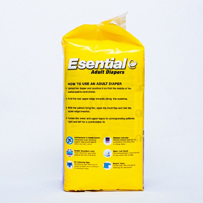 ESENTIAL Adult Diapers 10's M size - Antibacterial Pampers Dewasa / 成人 紙尿片