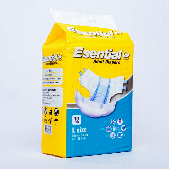 ESENTIAL Adult Diapers 10's L size - Antibacterial Pampers Dewasa / 成人 紙尿片