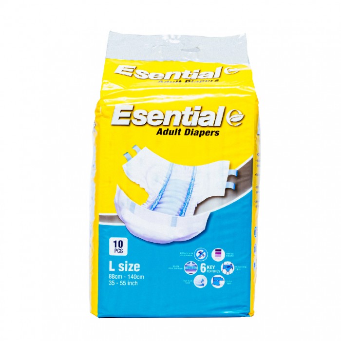 ESENTIAL Adult Diapers 10's L size - Antibacterial Pampers Dewasa / 成人 紙尿片