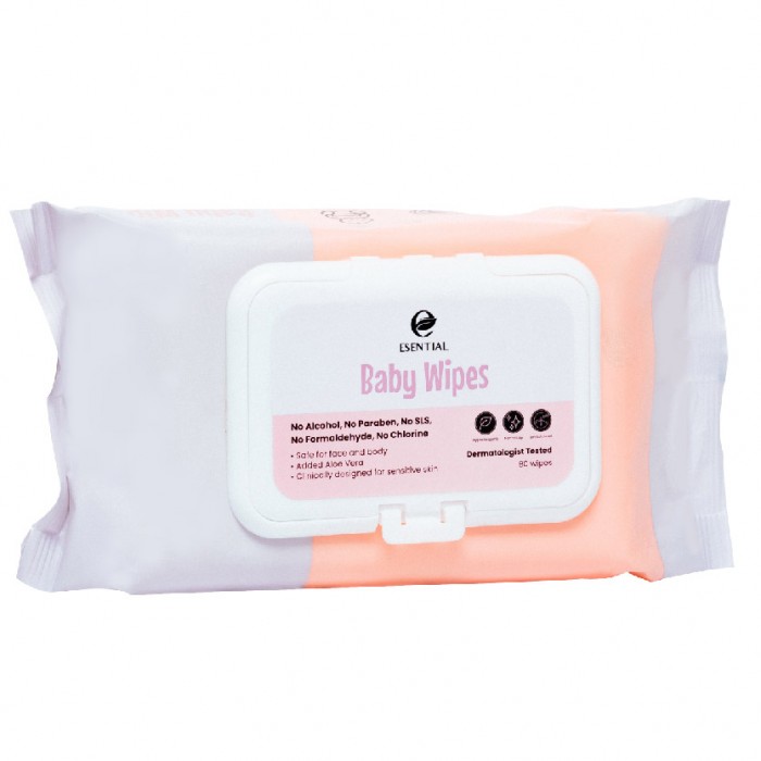 ESENTIAL Non Alcohol Baby Wipes 80's with natural Aloe Vera tisu basah for sensitive skin 宝宝濕紙巾