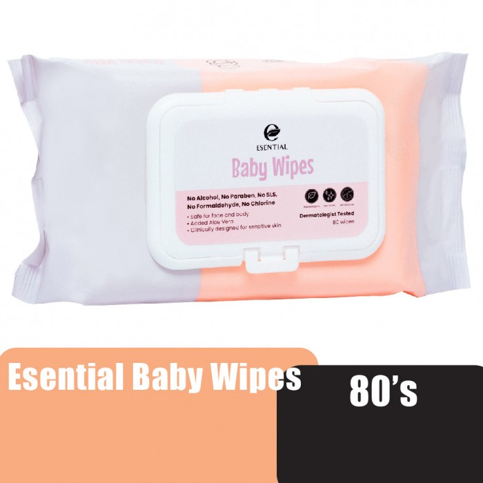 ESENTIAL Non Alcohol Baby Wipes 80's with natural Aloe Vera tisu basah for sensitive skin 宝宝濕紙巾