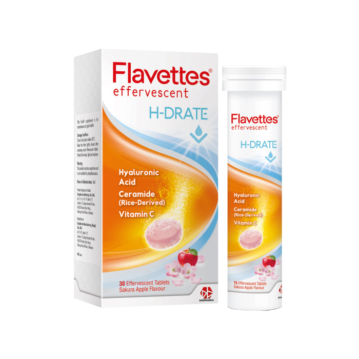 Flavettes Effervescent H-Drate Vitamin C 30's - Sakura Apple