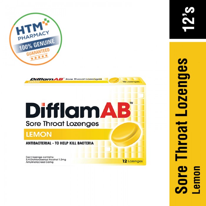 DifflamAB Sore Throat Lozenges 12's - Lemon