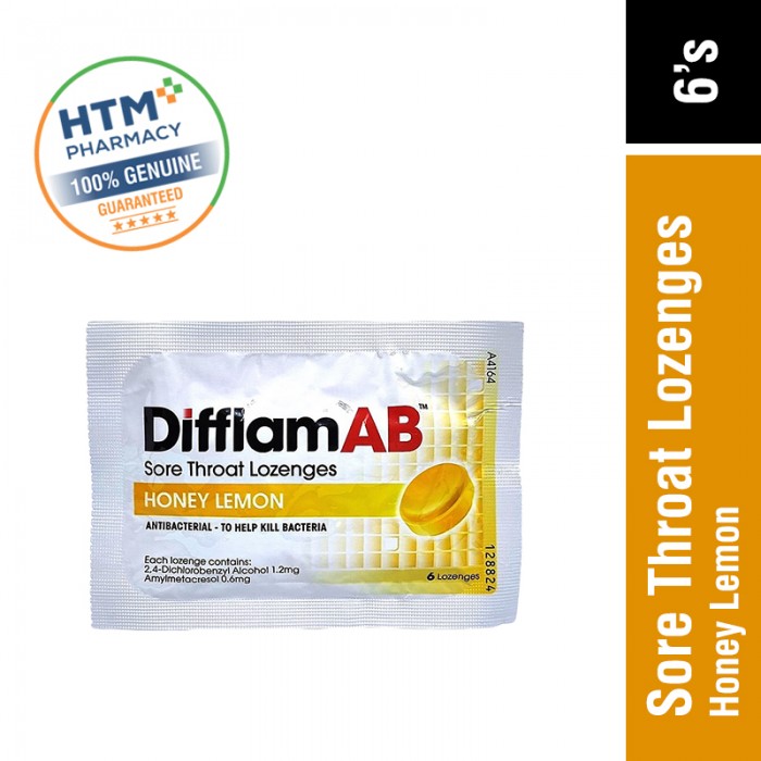 DifflamAB Sore Throat Lozenges 6's - Honey Lemon