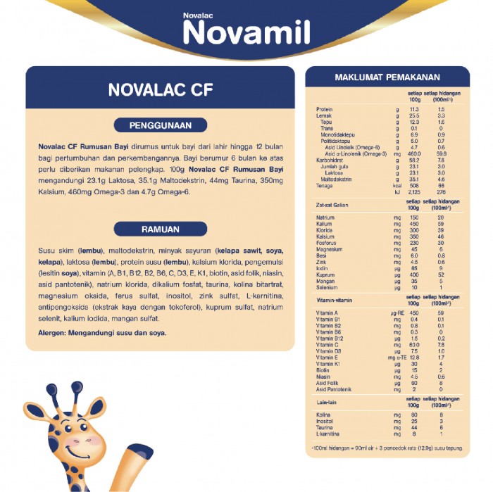 NOVALAC CF 800G 0-12 BULAN (NEW)