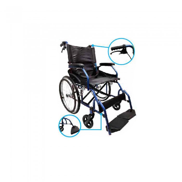 Foldable Light Weight Wheelchair 13kg (Blue-PVC)