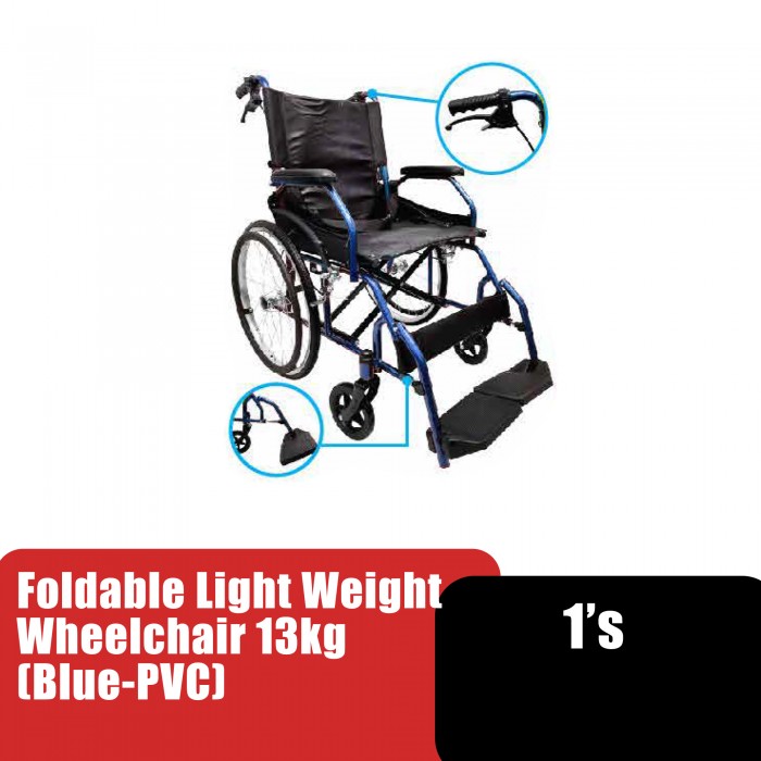 Foldable Light Weight Wheelchair 13kg (Blue-PVC)