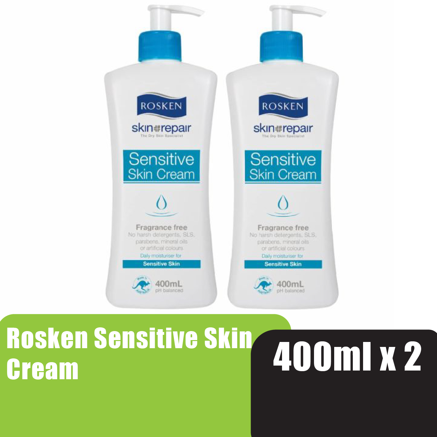 ROSKEN Sensitive & Dry Skin Hand Cream 400ml X 2 皮膚 敏感 止癢护手霜 kulit kering krim tangan