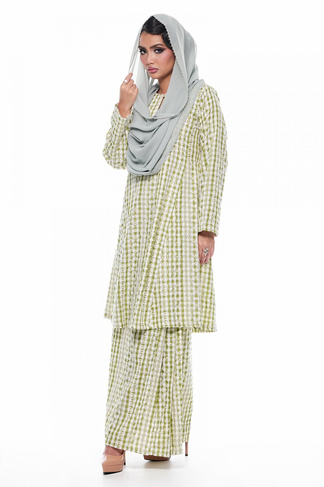 Anggun - Exclusive Instant Shawl Beaded (Sage)